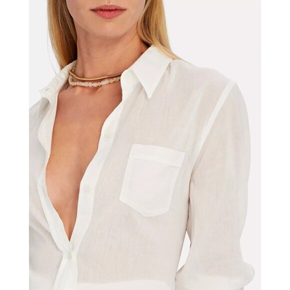 Nili Lotan Cotton Voile NL Buttondown Formal Shirt Top Cotton White XS 283750 - Picture 3 of 10